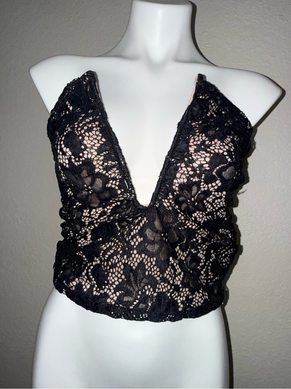 Fashion Nova Black Lace Plunge Strapless top
